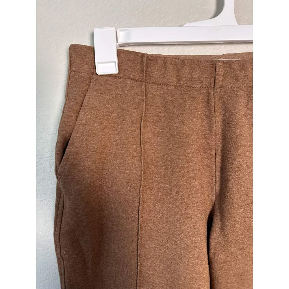 Everlane The Dream Pant Medium Brown Knit Pintuck Tapered Elastic Waist Stretch
